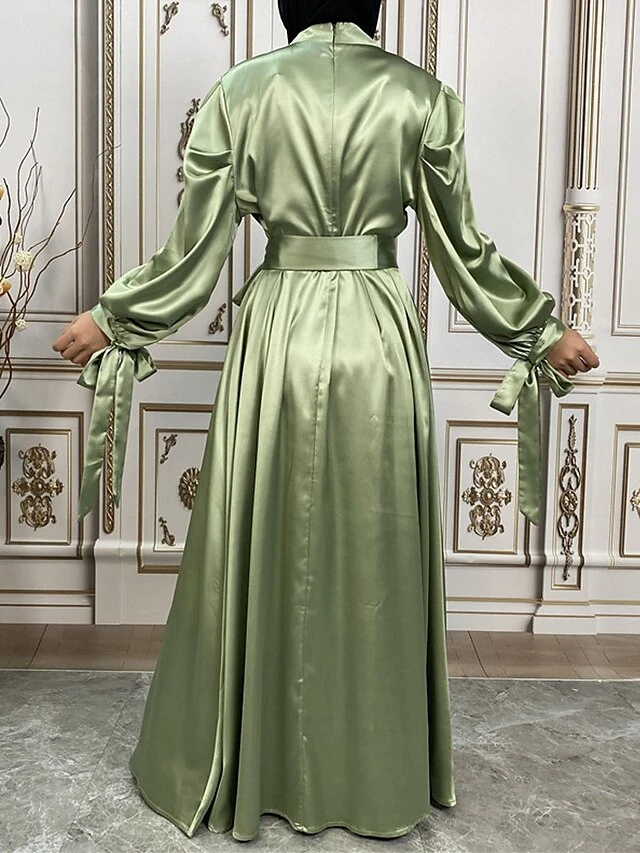 Women's Long Dress Maxi Dress Party Dress Casual Dress Satin Dress Pure Color Fashion Streetwear Outdoor Daily Holiday Lace Up Ruched Long Sleeve Stand Collar Dress Loose Fit Black Royal Blue Purple 8 Women's Long Dress Maxi Dress Party Dress Casual Dress Satin Dress Pure Color Fashion Streetwear Outdoor Daily Holiday Lace Up Ruched Long Sleeve Stand Collar Dress Loose Fit Black Royal Blue Purple - Image 6