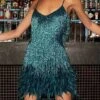 Women‘s Party Dress Fringe Dress Sequin Dress Mini Dress White Pink Blue Sleeveless Pure Color Sequins Winter Fall Summer Spaghetti Strap Party Party Weekend 2023 S M L XL XXL -Tesla Style bqadqc1660214314587