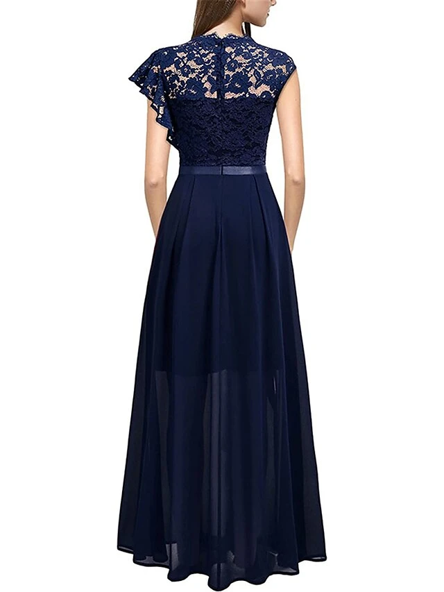 Women's Party Dress Lace Dress Homecoming Dress Long Dress Maxi Dress Pink Red Blue Short Sleeve Pure Color Lace Summer Spring Crew Neck Fashion Birthday Evening Party Wedding Guest Slim 2023 S M L XL 8 Women's Party Dress Lace Dress Homecoming Dress Long Dress Maxi Dress Pink Red Blue Short Sleeve Pure Color Lace Summer Spring Crew Neck Fashion Birthday Evening Party Wedding Guest Slim 2023 S M L XL - Image 6