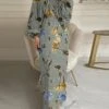 Women's Work Dress Sheath Dress Semi Formal Dress Fashion Long Dress Maxi Dress Print Crew Neck Long Sleeve Floral Loose Fit Army Green Apricot Fall Winter S M L XL XXL
