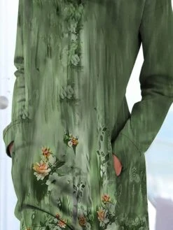 Women's Casual Dress Sweatshirt Dress Print Dress Floral Pocket Print Crew Neck Mini Dress Fashion Classic Daily Vacation Long Sleeve Loose Fit Green Fall Winter S M L XL XXL -Tesla Style bxpeus1693991164764