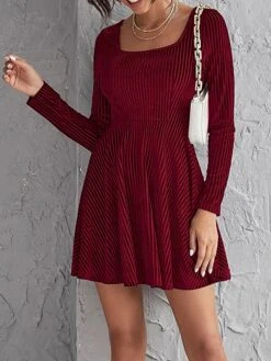 Women's Party Dress Velvet Dress Cocktail Dress Mini Dress Wine Long Sleeve Pure Color Ruched Spring Fall Winter Square Neck Fashion Winter Dress Wedding Guest Vacation 2023 S M L XL 10 Women's Party Dress Velvet Dress Cocktail Dress Mini Dress Wine Long Sleeve Pure Color Ruched Spring Fall Winter Square Neck Fashion Winter Dress Wedding Guest Vacation 2023 S M L XL -Tesla Style byqsdu1692167732772