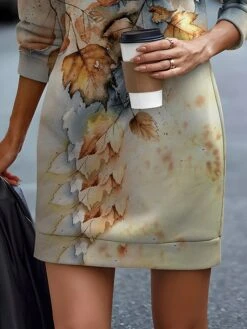 Women's Casual Dress Sweatshirt Dress Mini Dress Warm Fashion Outdoor Vacation Going Out Crew Neck Print Print Regular Fit Blue S M L XL XXL -Tesla Style bzwblr1696732821027