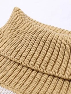 Women's Sweater Dress Winter Dress Jumper Dress Mini Dress Patchwork Ribbed Daily Date Vacation Active Fashion Turtleneck Long Sleeve 2023 Loose Fit Black Blue Khaki Color S M L XL Size -Tesla Style cauojs1694087775466