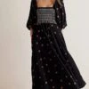 Women's Work Dress Casual Dress Swing Dress Fashion Winter Dress Daily Flared Sleeve Long Dress Maxi Dress Ruched Print Square Neck 3/4 Length Sleeve Floral Loose Fit Black Pink Royal Blue Fall Winter -Tesla Style cbiwjq1695645216379