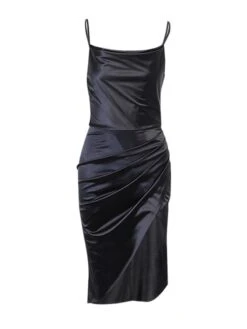 Women's Party Dress Satin Dress Pink Dress Midi Dress Light Pink Pink Wine Sleeveless Pure Color Split Summer Spring Fall Spaghetti Strap Fashion Party Birthday Wedding Guest 2023 S M L XL -Tesla Style ccahch1677833778847