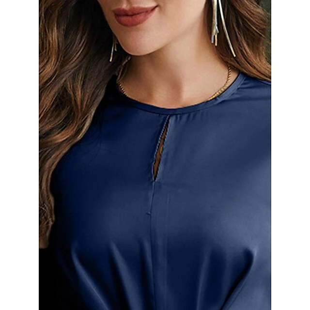 Women's Party Dress Cocktail Dress Sheath Dress Midi Dress Black Blue Green Long Sleeve Pure Color Ruched Fall Winter Autumn Crew Neck Fashion Evening Party Vacation 2023 S M L XL 9 Women's Party Dress Cocktail Dress Sheath Dress Midi Dress Black Blue Green Long Sleeve Pure Color Ruched Fall Winter Autumn Crew Neck Fashion Evening Party Vacation 2023 S M L XL - Image 7