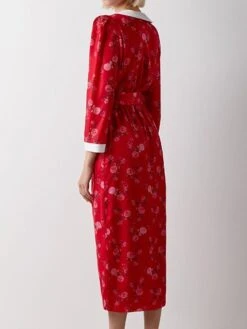 Women's Work Dress Casual Dress Shift Dress Fashion Winter Dress Daily Midi Dress Lace Up Patchwork Shirt Collar Long Sleeve Floral Color Block Regular Fit Pink Red Fall Winter S M L -Tesla Style ccpkuj1695645254326