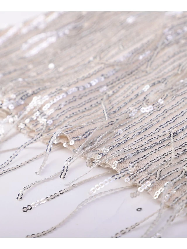 Women's Party Dress Fringe Dress Sequin Dress Mini Dress Silver Sleeveless Pure Color Sequins Summer Spring V Neck Stylish Party Wedding Guest 2023 S M L XL XXL 4 Women's Party Dress Fringe Dress Sequin Dress Mini Dress Silver Sleeveless Pure Color Sequins Summer Spring V Neck Stylish Party Wedding Guest 2023 S M L XL XXL - Image 2