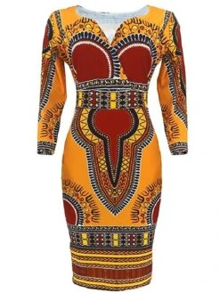 Women's Work Dress Sheath Dress Semi Formal Dress Fashion Midi Dress Print V Neck 3/4 Length Sleeve Floral Regular Fit Black Yellow Red Summer Spring S M L XL XXL -Tesla Style ceeuur1673598593410