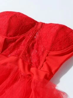 Women‘s Prom Party Dress Black Dress Long Dress Maxi Dress Red Sleeveless Pure Color Lace Winter Fall Autumn Strapless Party 2023 S M L XL XXL 3XL 4XL 5XL -Tesla Style ceszuz1676616439933