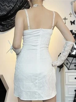 Women's Party Dress Cocktail Dress Bodycon Mini Dress White Sleeveless Pure Color Lace Up Spring Fall Winter Spaghetti Strap Fashion Halloween Birthday Wedding Guest 2023 S M L -Tesla Style cgfszb1693886978560