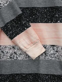 Women's Casual Dress Sweatshirt Dress Print Dress Geometric Stripe Print V Neck Mini Dress Fashion Streetwear Outdoor Daily 3/4 Length Sleeve Loose Fit Pink Dusty Rose Blue Fall S M L XL XXL -Tesla Style cgfywr1695361704798