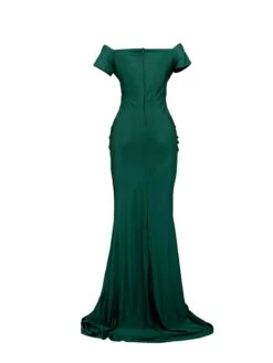 Women's Prom Dress Party Dress Satin Dress Long Dress Maxi Dress Black Red Blue Sleeveless Pure Color Ruched Summer Spring Fall Off Shoulder Fashion Party Evening Party Wedding Guest 2023 S M L XL 2XL -Tesla Style chcrol1685095684060