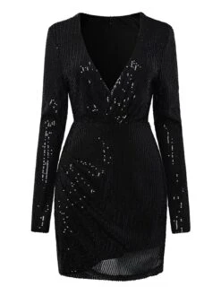 Women‘s Formal Party Dress Sequin Dress Holiday Dress Mini Dress Black Gold Long Sleeve Pure Color Sequins Winter Fall Spring V Neck Fashion Winter Dress Birthday 2023 S M L XL XXL 10 Women‘s Formal Party Dress Sequin Dress Holiday Dress Mini Dress Black Gold Long Sleeve Pure Color Sequins Winter Fall Spring V Neck Fashion Winter Dress Birthday 2023 S M L XL XXL -Tesla Style chfivk1677571921639