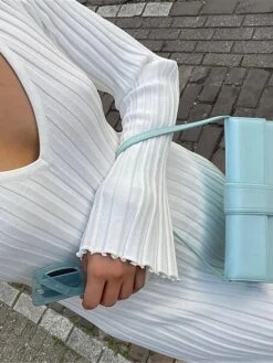 Women's Sweater Dress Winter Dress Jumper Dress Long Dress Maxi Dress Pleated Ribbed Daily Date Going Out Fashion Basic V Neck Long Sleeve 2023 Regular Fit Black White Apricot Color S M L Size -Tesla Style chnpry1692172895299