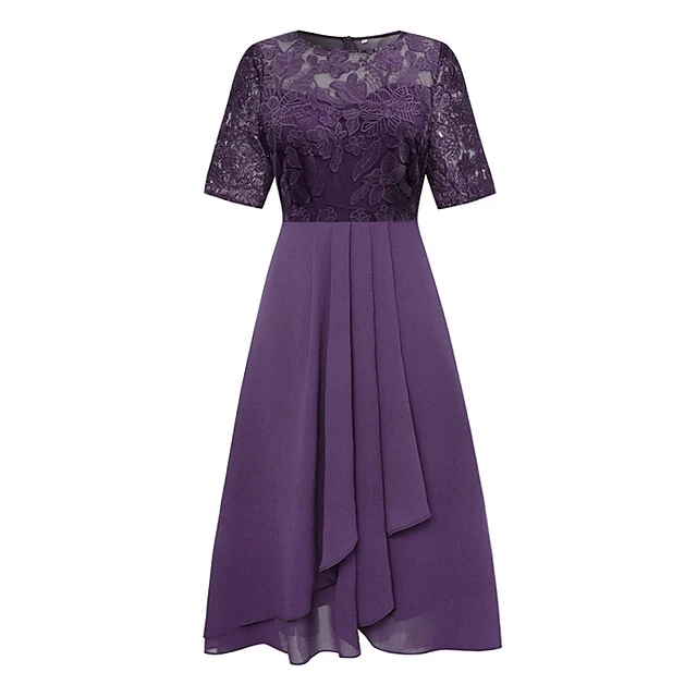 Women‘s Cocktail Party Dress Lace Dress Midi Dress Green Blue Purple Half Sleeve Floral Embroidery Lace Summer Spring Crew Neck Elegant Classic Wedding Guest 2023 S M L XL XXL 3XL 15 Women‘s Cocktail Party Dress Lace Dress Midi Dress Green Blue Purple Half Sleeve Floral Embroidery Lace Summer Spring Crew Neck Elegant Classic Wedding Guest 2023 S M L XL XXL 3XL - Image 13