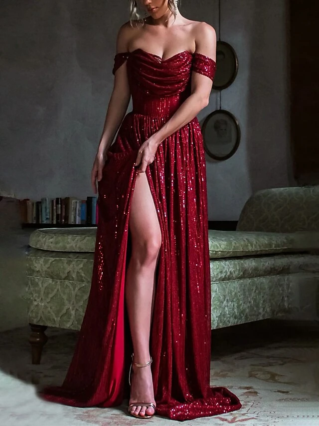 Women's Prom Dress Party Dress Sequin Dress Long Dress Maxi Dress Pink Wine Blue Short Sleeve Pure Color Sequins Summer Spring Off Shoulder Party Wedding Guest Birthday Evening Party Slim 2023 S M L 19 Women's Prom Dress Party Dress Sequin Dress Long Dress Maxi Dress Pink Wine Blue Short Sleeve Pure Color Sequins Summer Spring Off Shoulder Party Wedding Guest Birthday Evening Party Slim 2023 S M L - Image 17