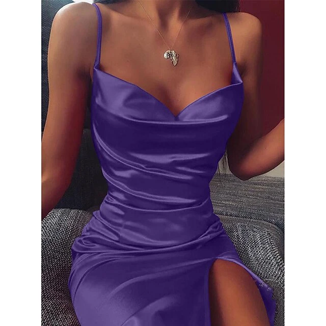 Women's Party Dress Cocktail Dress Satin Dress Mini Dress Red Blue Purple Sleeveless Pure Color Backless Summer Spring Spaghetti Strap Fashion Wedding Guest Vacation Summer Dress 2023 S M L XL 2XL 3XL 4 Women's Party Dress Cocktail Dress Satin Dress Mini Dress Red Blue Purple Sleeveless Pure Color Backless Summer Spring Spaghetti Strap Fashion Wedding Guest Vacation Summer Dress 2023 S M L XL 2XL 3XL - Image 2