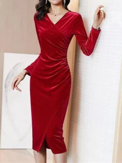 Women's Party Dress Velvet Dress Cocktail Dress Midi Dress Black Wine Navy Blue Long Sleeve Pure Color Ruched Fall Winter Autumn V Neck Fashion Birthday Wedding Guest Vacation 2023 M L XL XXL 3XL 4XL 7 Women's Party Dress Velvet Dress Cocktail Dress Midi Dress Black Wine Navy Blue Long Sleeve Pure Color Ruched Fall Winter Autumn V Neck Fashion Birthday Wedding Guest Vacation 2023 M L XL XXL 3XL 4XL -Tesla Style cmqkxo1693808412360