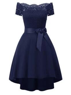 Women‘s Homecoming Party Dress Wedding Guest Dress Knee Length Dress White Pink Wine Navy Blue Short Sleeve Pure Color Plus High Low Bow Spring Summer Off Shoulder Elegant Formal 2022 S M L XL XXL -Tesla Style cnlqwf1631586790892