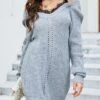 Women's Sweater Dress Winter Dress Jumper Dress Mini Dress Patchwork Cold Shoulder Daily Date Going Out Active Fashion V Neck Long Sleeve 2023 Loose Fit Black Blue Gray Color S M L XL Size -Tesla Style coinaw1692857013819