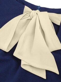 Women's Work Dress Sheath Dress Semi Formal Dress Fashion Midi Dress Lace Up Ruffle Crew Neck Long Sleeve Color Block Regular Fit Black Dark Blue Fall Winter S M L XL XXL -Tesla Style covadi1693374197447