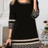 Women's Casual Dress T Shirt Dress Tee Dress Shift Dress Geometric Print Crew Neck Mini Dress Fashion Classic Outdoor Daily 3/4 Length Sleeve Loose Fit Black Summer Spring S M L XL -Tesla Style cpdxmd1673257794146
