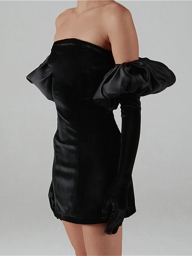 Women's Party Dress Velvet Dress Homecoming Dress Mini Dress Black White Pink Long Sleeve Color Block Backless Spring Fall Winter Strapless Fashion Winter Dress Wedding Guest Birthday Loose Fit 2023 7 Women's Party Dress Velvet Dress Homecoming Dress Mini Dress Black White Pink Long Sleeve Color Block Backless Spring Fall Winter Strapless Fashion Winter Dress Wedding Guest Birthday Loose Fit 2023 - Image 5