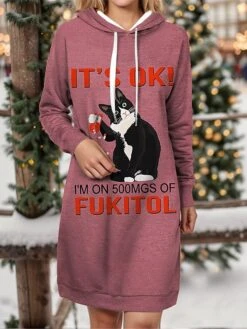 Women's Hoodie Dress Casual Dress Mini Dress Warm Fashion Outdoor Holiday Vacation Hoodie Print Animal Loose Fit White Blue Fuchsia S M L XL XXL -Tesla Style crtolh1697542902168