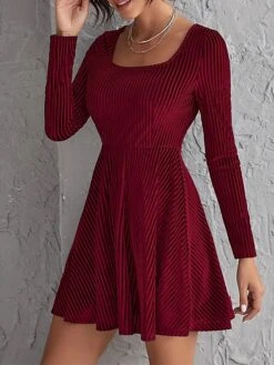 Women's Party Dress Velvet Dress Cocktail Dress Mini Dress Wine Long Sleeve Pure Color Ruched Spring Fall Winter Square Neck Fashion Winter Dress Wedding Guest Vacation 2023 S M L XL 11 Women's Party Dress Velvet Dress Cocktail Dress Mini Dress Wine Long Sleeve Pure Color Ruched Spring Fall Winter Square Neck Fashion Winter Dress Wedding Guest Vacation 2023 S M L XL -Tesla Style csttnm1692167733641