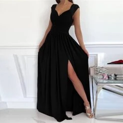 Women‘s Party Dress Homecoming Dress Swing Dress Long Dress Maxi Dress Black Purple Pink Sleeveless Pure Color Split Backless Spring Summer V Neck Evening Party 2023 S M L XL XXL -Tesla Style cswzkz1657163940283
