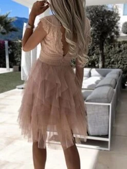 Women's Party Dress Lace Dress Sheath Dress Midi Dress Black White Pink Sleeveless Pure Color Lace Summer Spring V Neck Fashion Vacation Spring Dress 2022 S M L XL -Tesla Style ctawki1658904281050