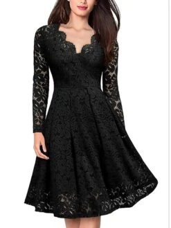Women‘s Party Dress Wedding Guest Dress Lace Dress Dress Knee Length Dress Black Wine Navy Blue Long Sleeve Pure Color Lace Winter Fall Spring V Neck Elegant Winter Dress Office 2023 S M L XL XXL 3XL 19 Women‘s Party Dress Wedding Guest Dress Lace Dress Dress Knee Length Dress Black Wine Navy Blue Long Sleeve Pure Color Lace Winter Fall Spring V Neck Elegant Winter Dress Office 2023 S M L XL XXL 3XL -Tesla Style cusuyn1574306866443