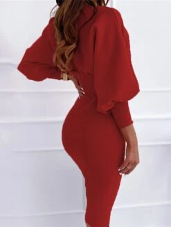 Women‘s Sweater Dress Winter Dress Sheath Dress Black Pink Wine Light Blue Gray Long Sleeve Pure Color Ruched Winter Fall Crew Neck Elegant Casual Modern Fit 2022 S M L XL XXL 3XL -Tesla Style cvolpy1631776120593