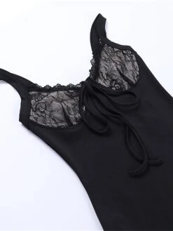 Women's Party Dress Cocktail Dress Bodycon Midi Dress Black White Sleeveless Pure Color Lace Up Spring Fall Winter Spaghetti Strap Fashion Birthday Wedding Guest Vacation 2023 S M L -Tesla Style cvzfre1693981088075