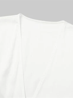 Women's Work Dress Satin Dress White Dress Fashion Midi Dress Lace Up V Neck Long Sleeve Plain Loose Fit White Fall Winter S M L XL XXL -Tesla Style cykwej1693374222136