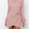 Women's Sweater Dress Jumper Dress Casual Dress Mini Dress Fashion Pure Color Outdoor Daily Going Out Crew Neck Long Sleeve Lace Up 2023 Slim Black White Pink S M L XL -Tesla Style czrdly1695722011438