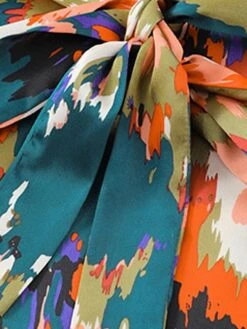 Women's Work Dress A Line Dress Fashion Mini Dress Lace Up Ruffle V Neck Long Sleeve Floral Regular Fit Black Pink Blue Fall S M L XL -Tesla Style czwhmm1694490803514