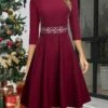 Women's Party Dress Cocktail Dress Wedding Guest Dress Midi Dress Wine Long Sleeve Pure Color Lace Spring Fall Winter Crew Neck Fashion Winter Dress Christmas Wedding Guest S M L XL XXL 3XL 1 Women's Party Dress Cocktail Dress Wedding Guest Dress Midi Dress Wine Long Sleeve Pure Color Lace Spring Fall Winter Crew Neck Fashion Winter Dress Christmas Wedding Guest S M L XL XXL 3XL -Tesla Style dabsju1697183113888