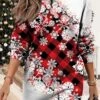 Women's Christmas Casual Dress Sweatshirt Dress Mini Dress Warm Fashion Outdoor Vacation Crew Neck Print Geometric Print Loose Fit Red Blue Purple S M L XL XXL -Tesla Style dapeof1695371441915