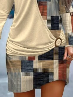 Women's Casual Dress Plaid Dress Sweatshirt Dress Plaid Patchwork Print Crew Neck Mini Dress Fashion Streetwear Outdoor Daily Long Sleeve Loose Fit Yellow Fall Winter S M L XL XXL -Tesla Style dbinyz1695379059897