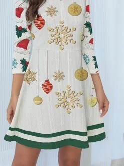 Women's Christmas Dress Sweater Dress Jumper Dress Mini Dress Warm Snowflake Outdoor Christmas Daily Holiday Crew Neck Long Sleeve 2023 Regular Fit White S M L XL XXL 3XL -Tesla Style dcnkwp1697378116452