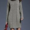 Women's Sweater Dress Jumper Dress Winter Dress Mini Dress Warm Plain Outdoor Daily Holiday Vacation Turtleneck Long Sleeve 2023 Loose Fit White Wine Blue M L XL XXL 3XL -Tesla Style dcrnpl1697711243948