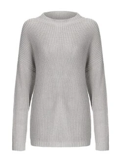 Women's Sweater Dress Jumper Dress Knit Dress Mini Dress Warm Pure Color Outdoor Casual Going Out Crew Neck Long Sleeve 2023 Loose Fit Black Pink Red S M L XL -Tesla Style dcxkgp1694166180415