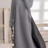 Women's Casual Dress Sweater Dress Sweatshirt Dress Midi Dress Black Army Green Gray Long Sleeve Pure Color Split Fall Winter Autumn Crew Neck Casual Winter Dress Vacation Fall Dress 2023 S M L XL -Tesla Style ddsgho1672714811125