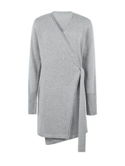 Women's Sweater Dress Jumper Dress Casual Dress Mini Dress Fashion Pure Color Outdoor Daily Vacation Going Out V Neck Long Sleeve Lace Up Patchwork 2023 Regular Fit Pink Khaki Dark Gray S M L XL -Tesla Style dekmau1693994032850