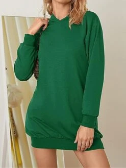 Women's Casual Dress Hoodie Dress Midi Dress Fashion Daily Outdoor Vacation Going Out Hoodie Pocket Solid Color Loose Fit Black White Red S M L XL XXL -Tesla Style dhxoqe1697023558784