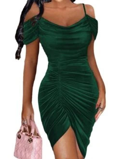 Women's Party Dress Velvet Dress Homecoming Dress Mini Dress Black Pink Wine Short Sleeve Pure Color Ruched Summer Spring Spaghetti Strap Fashion Party Wedding Guest Spring Dress 2023 S M L XL XXL 3XL