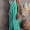Women's Long Dress Maxi Dress Party Dress Casual Dress Sundress Polka Dot Fashion Streetwear Outdoor Daily Holiday Ruched Backless Sleeveless Strap Dress Slim Green Summer Spring S M L XL XXL -Tesla Style diwbtx1676617654892